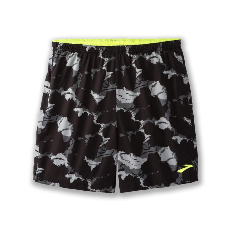 Brooks GO-TO 7 Running Shorts Mens Online - Black/Concrete Camo (DNZ042958)